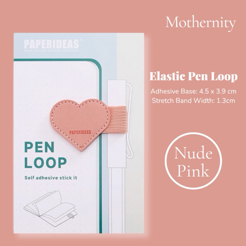 Paperideas Heart Shape Adhesive Pen Holder | Elastic Pen Loop for Notebook Journal Planner