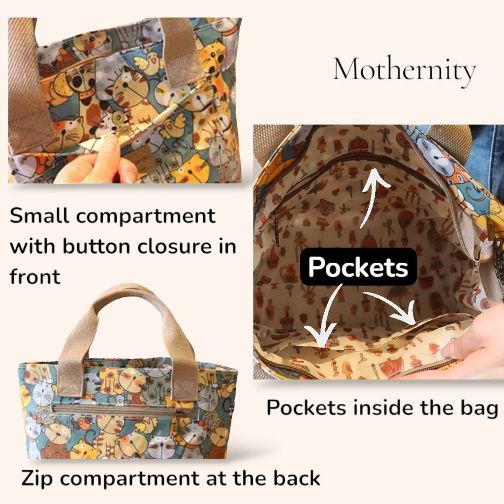 Water-Resistant Cute Tote Lunch Bag – Multi-Design Hand-Carry Bag | Mummy Bag, Student Bento Bag