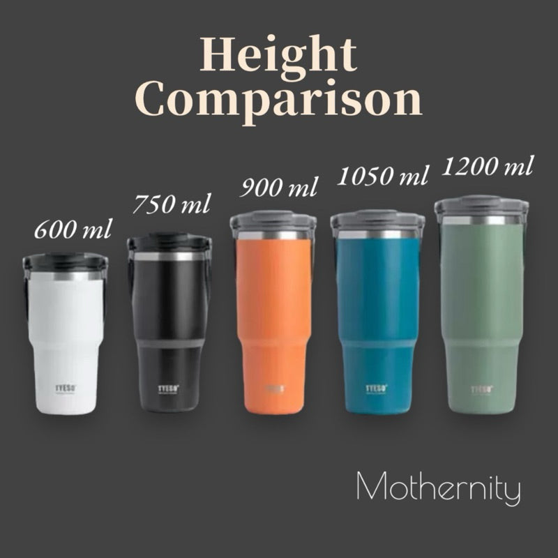 TYESO Stainless Steel Tumbler 600ml 900ml 1200ml | Dual Drink Lid | Thermal Vacuum Flask