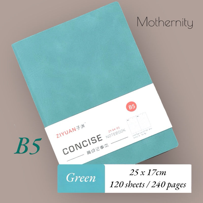 Concise PU Notebook | Minimalist Business Journal | A6 A5 B5 Sizes| Mothernity