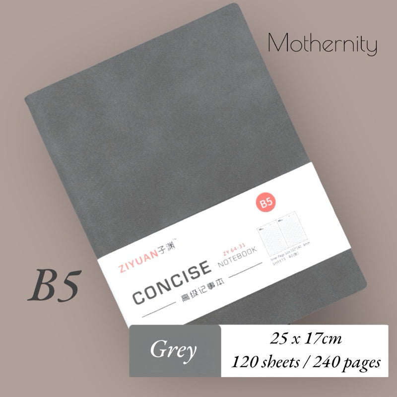 Concise PU Notebook | Minimalist Business Journal | A6 A5 B5 Sizes| Mothernity