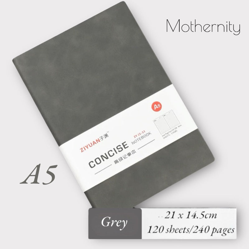 Concise PU Notebook | Minimalist Business Journal | A6 A5 B5 Sizes| Mothernity