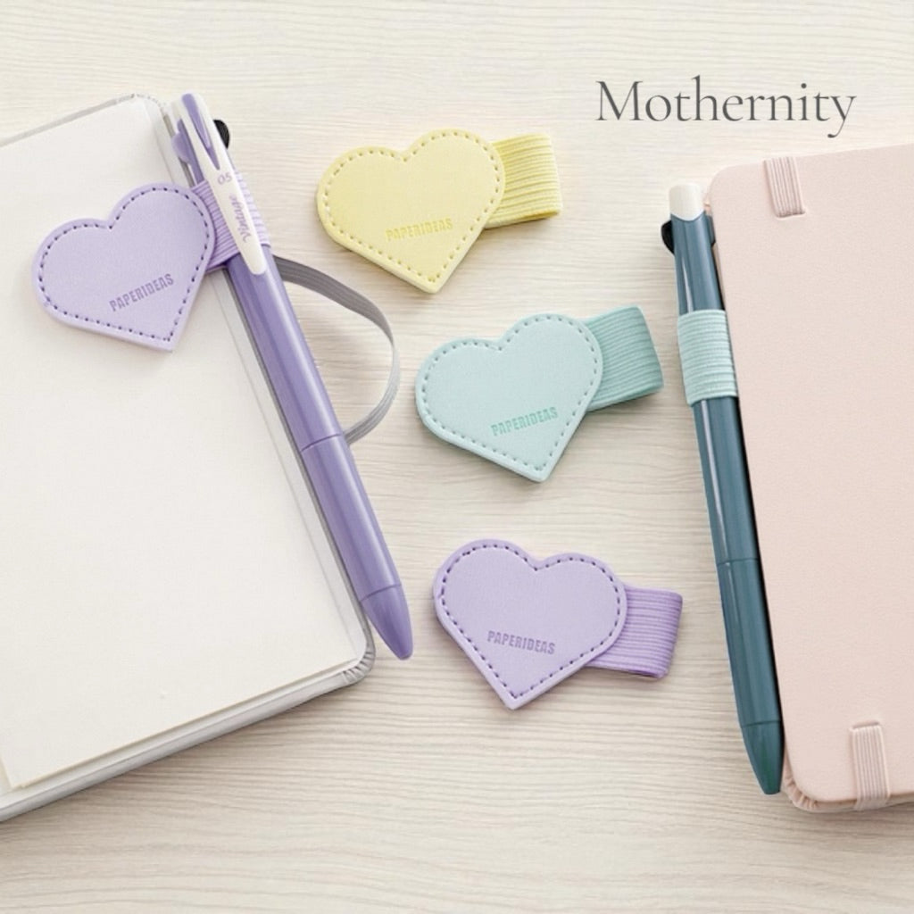 Paperideas Heart Shape Adhesive Pen Holder | Elastic Pen Loop for Notebook Journal Planner