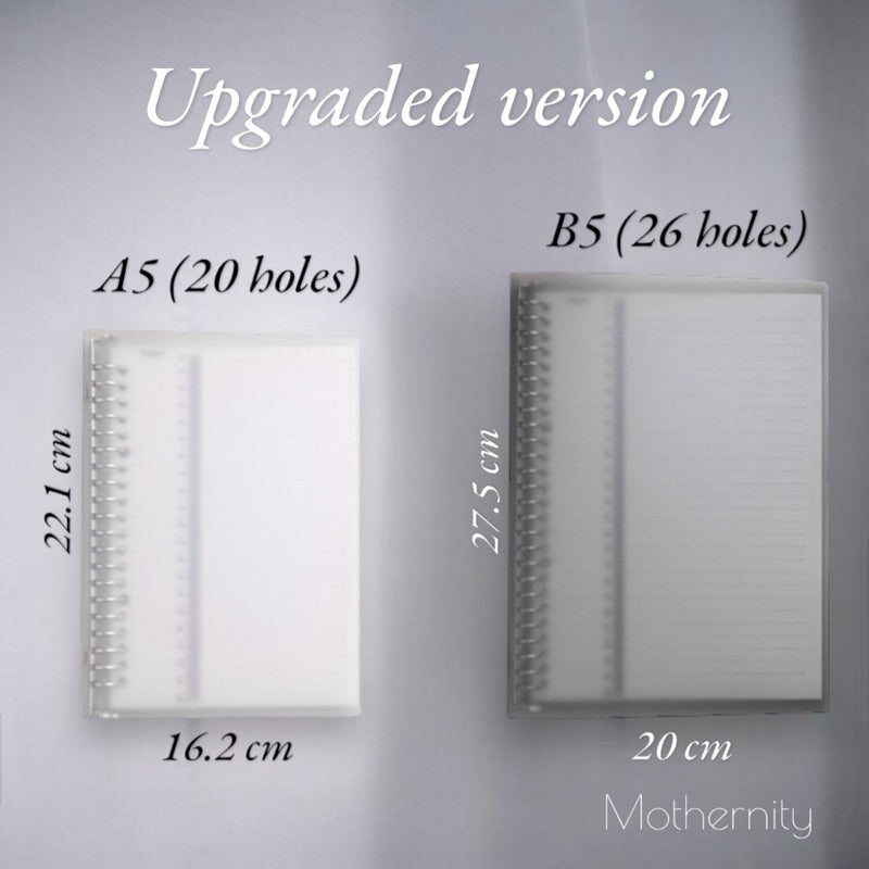 A5 Leaflet Notebook Refillable | Translucent Cover 20-Ring Binder | 50 Sheets + Free Ruler