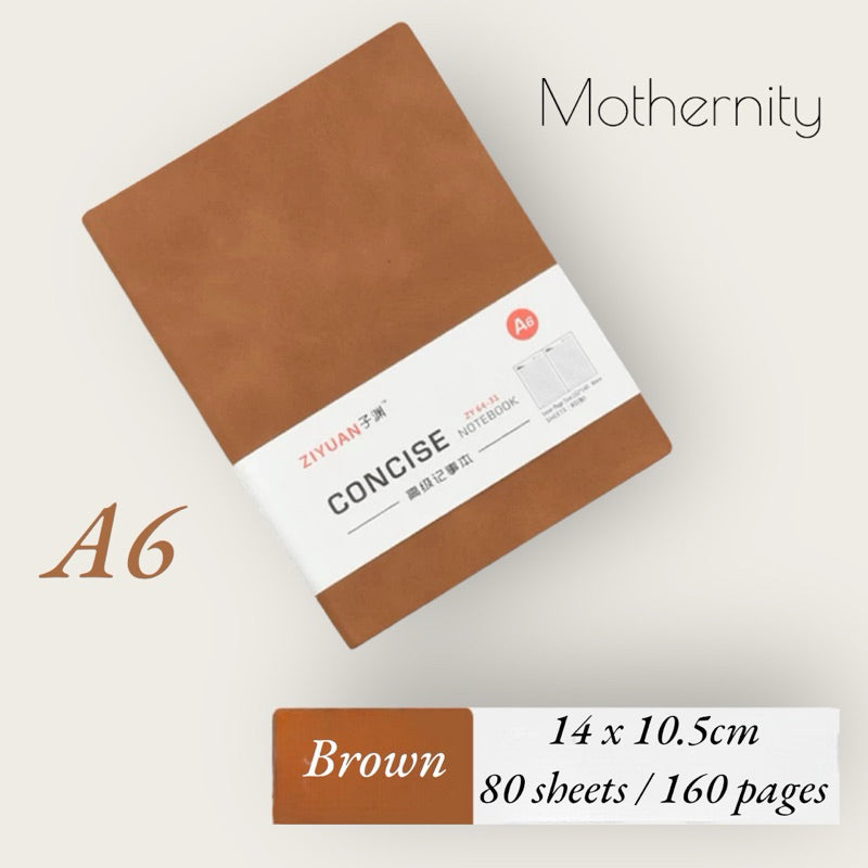 Concise PU Notebook | Minimalist Business Journal | A6 A5 B5 Sizes| Mothernity