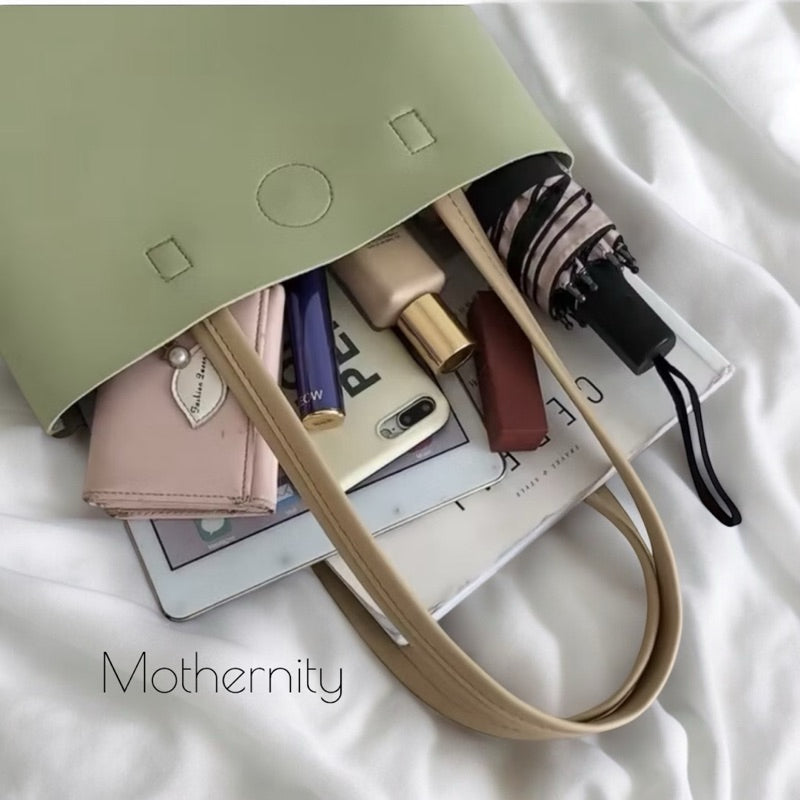 PU Leather Tote Bag | Inner Pocket | Minimalist Shoulder Bag for Work or Daily Use | 27x32cm