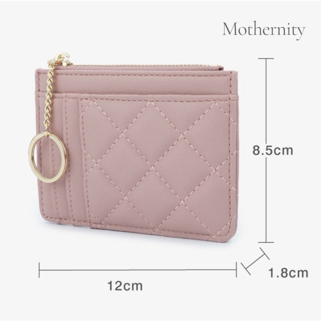 Elegant Quilted Card Holder – Multi-Slot PU Leather Wallet | Small Slim Ladies Card Case