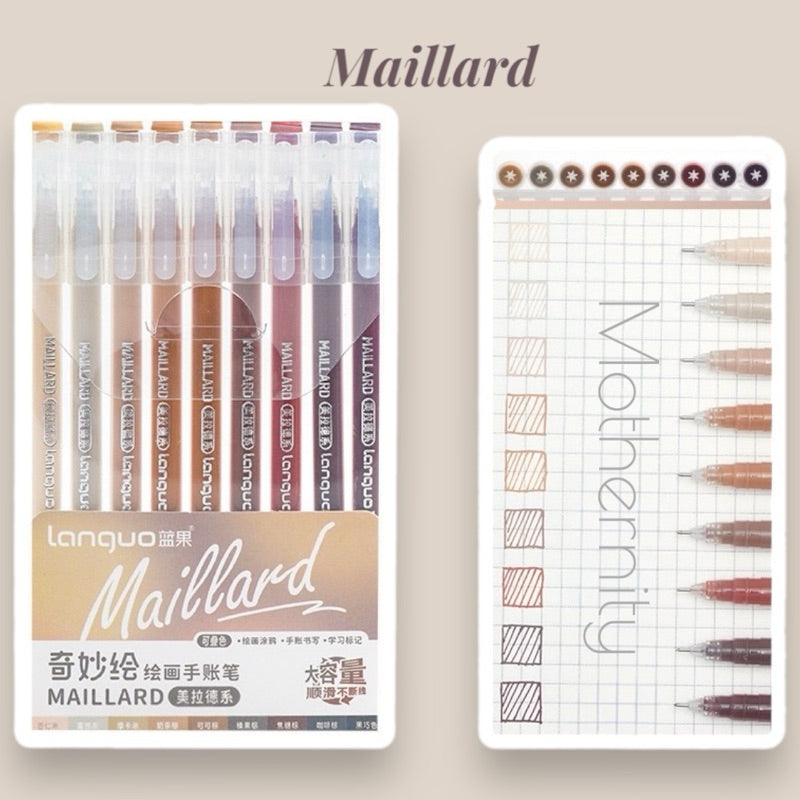 Gel Pen Set | 0.6mm Fine Tip Colour Pens for Journaling & Art | Morandi-Inspired Stationery