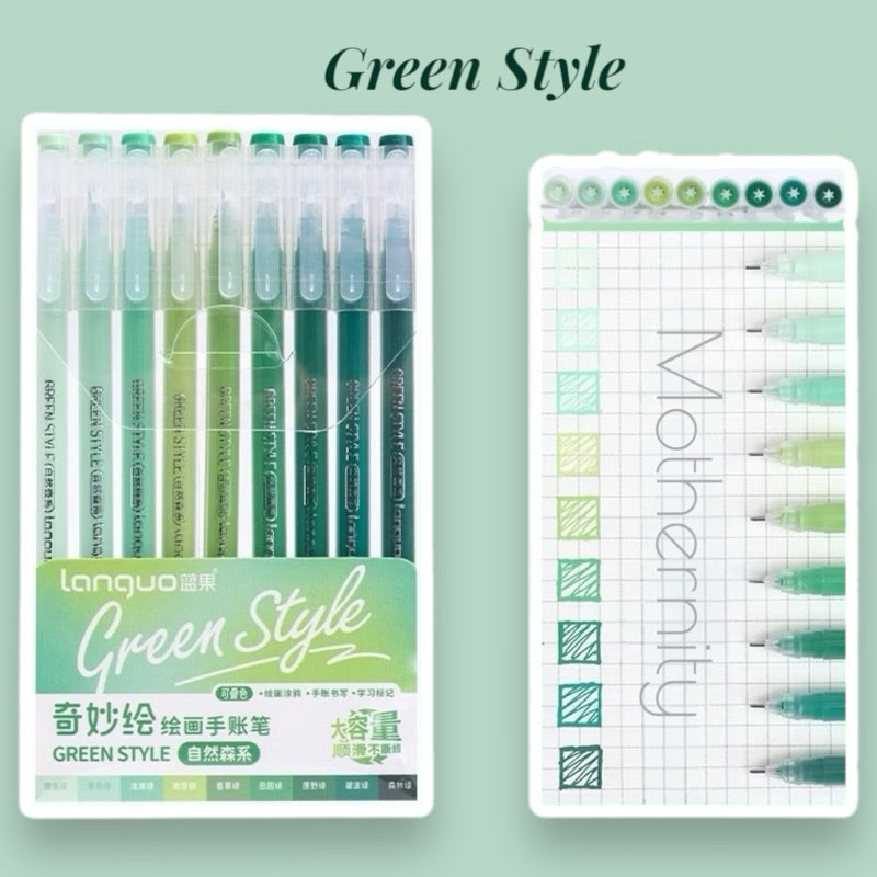 Gel Pen Set | 0.6mm Fine Tip Colour Pens for Journaling & Art | Morandi-Inspired Stationery