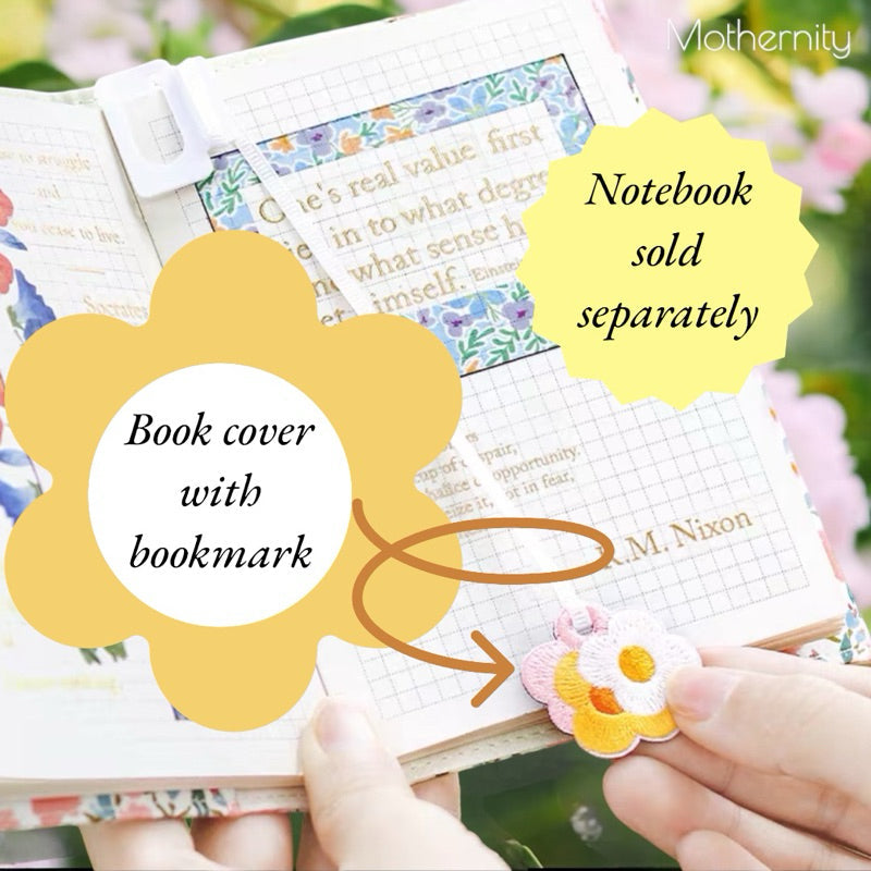 A5/A6 Floral Notebook Cover | Adjustable Cotton Journal Protector | Soft Fabric Book Sleeve