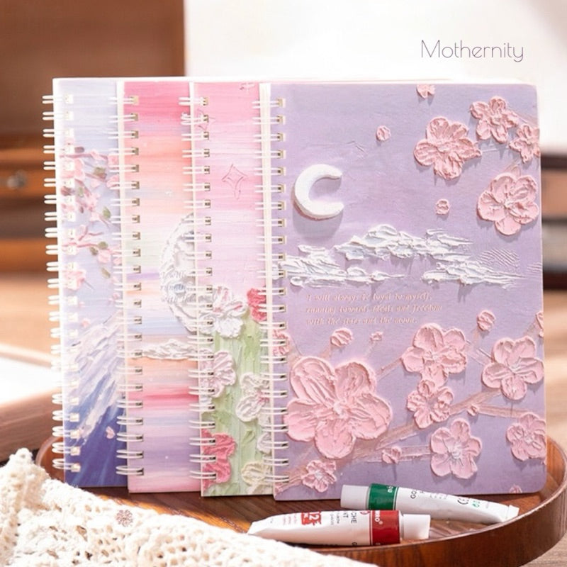 A5 Spiral Notebook | 120 Pages Lay-Flat Journal | Floral & Sun Moon Printed Covers