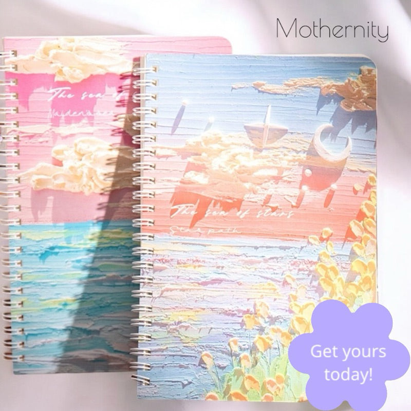 A5 Spiral Notebook | 120 Pages Lay-Flat Journal | Floral & Sun Moon Printed Covers