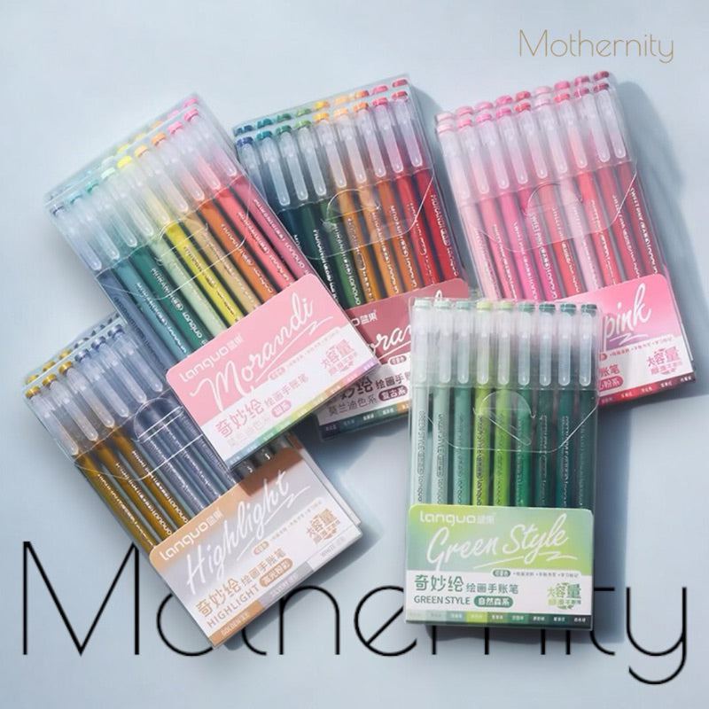 Gel Pen Set | 0.6mm Fine Tip Colour Pens for Journaling & Art | Morandi-Inspired Stationery