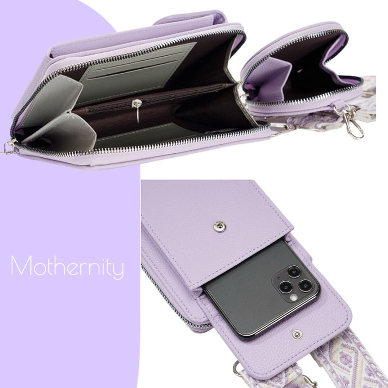 Minimalist Crossbody Phone Bag with Coin Pouch | PU Shoulder Bag for Women | Adjustable Strap