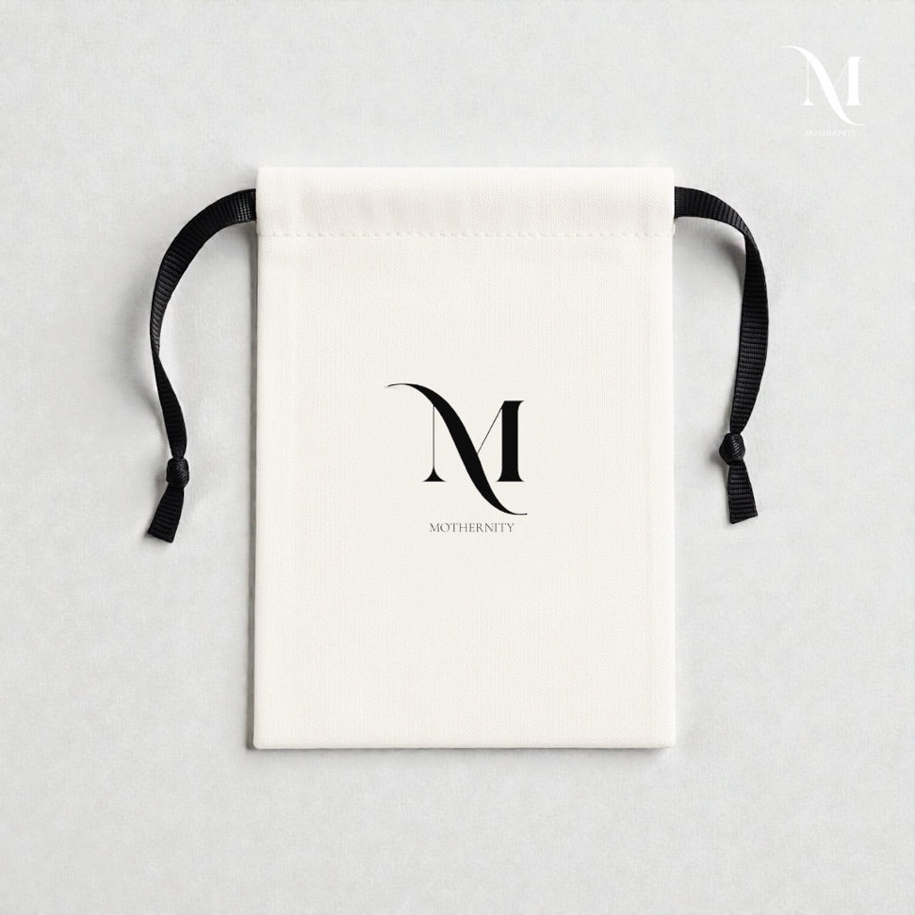 Mothernity Essential Drawstring Pouch – Cotton Canvas Storage Bag, Minimal Design
