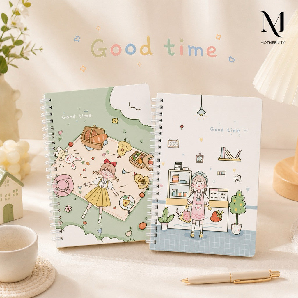 A5 Spiral Notebook 60 Sheets | 120 Pages | Soft-Style Illustrated Cover | Lined Journal School Gift