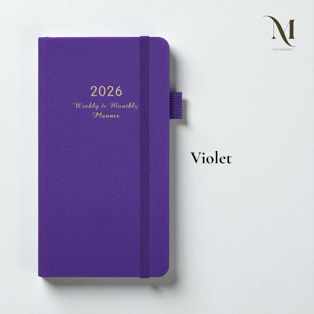 2026 Planner Notebook A6 Slim | Elastic Band Weekly Monthly Agenda 5 Colours