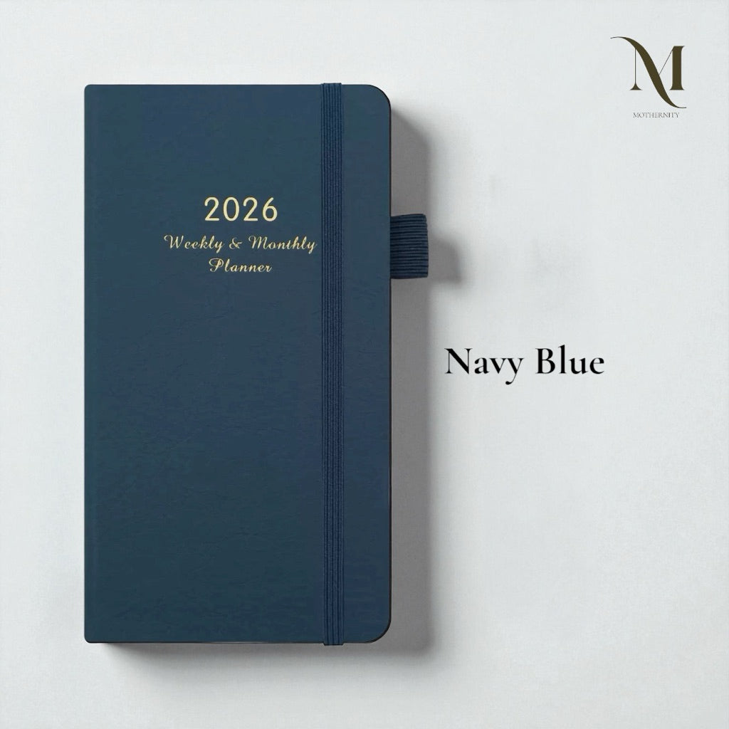2026 Planner Notebook A6 Slim | Elastic Band Weekly Monthly Agenda 5 Colours