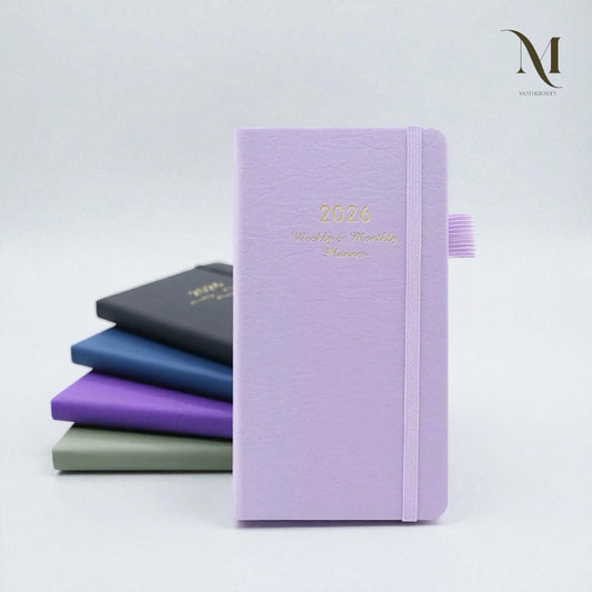2026 Planner Notebook A6 Slim | Elastic Band Weekly Monthly Agenda 5 Colours