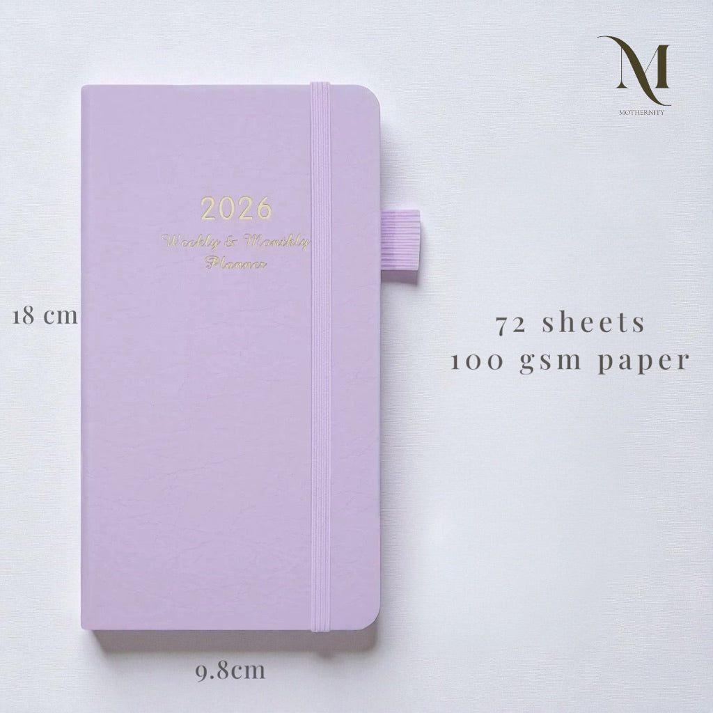 2026 Planner Notebook A6 Slim | Elastic Band Weekly Monthly Agenda 5 Colours