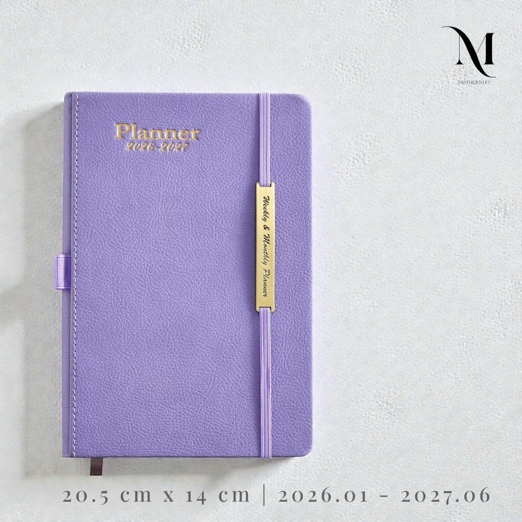 2026–2027 A5 Weekly & Monthly Planner – PU Cover Pen Loop Stickers Set 18-Month Agenda Mothernity