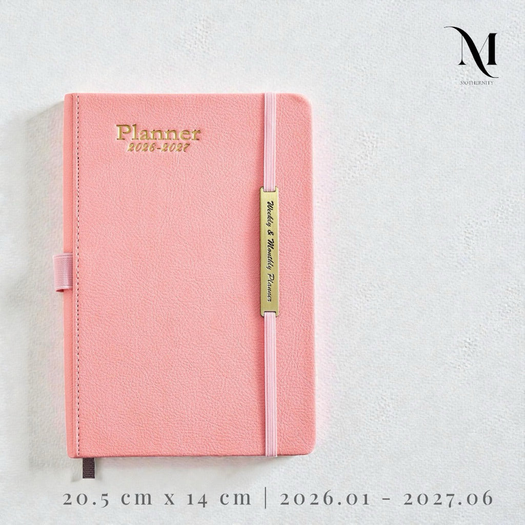 2026–2027 A5 Weekly & Monthly Planner – PU Cover Pen Loop Stickers Set 18-Month Agenda Mothernity
