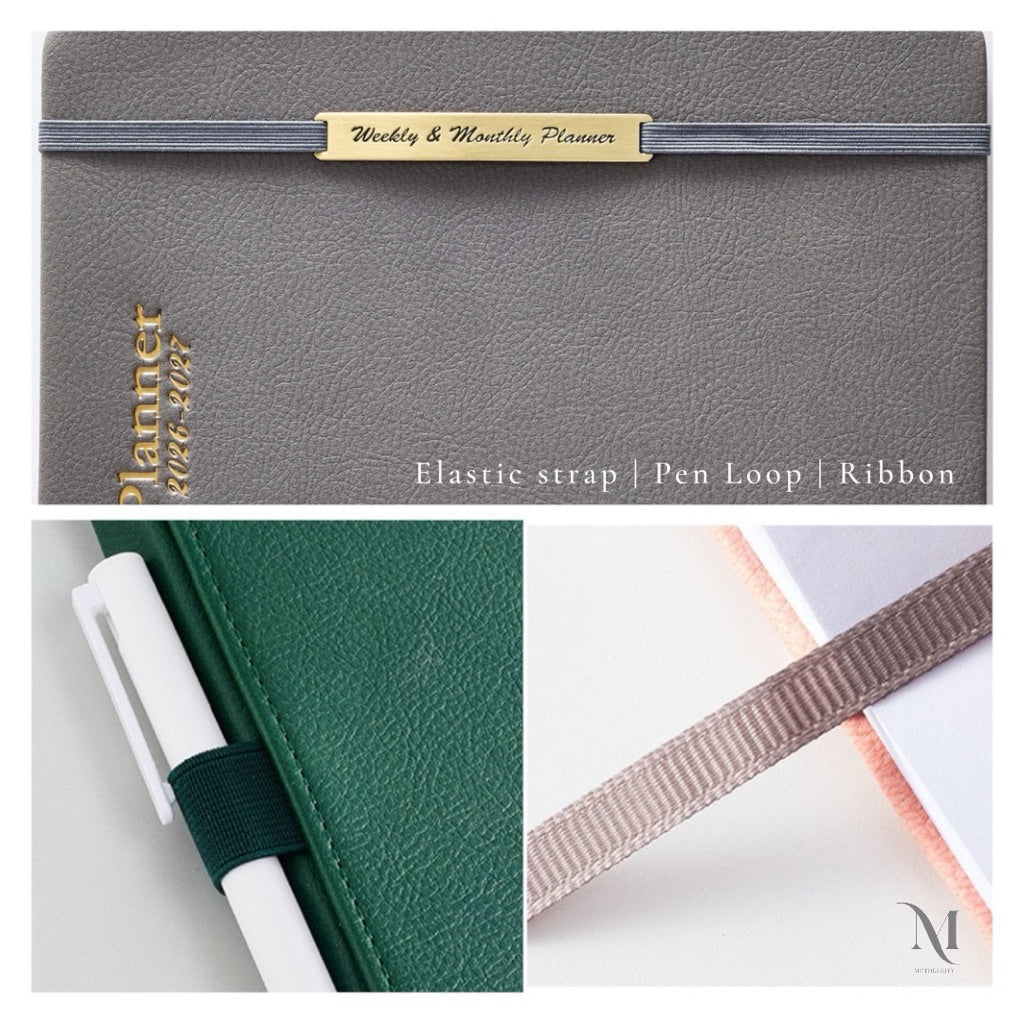 2026–2027 A5 Weekly & Monthly Planner – PU Cover Pen Loop Stickers Set 18-Month Agenda Mothernity