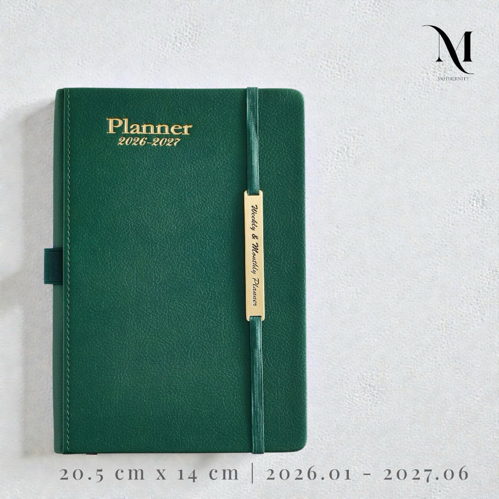 2026–2027 A5 Weekly & Monthly Planner – PU Cover Pen Loop Stickers Set 18-Month Agenda Mothernity