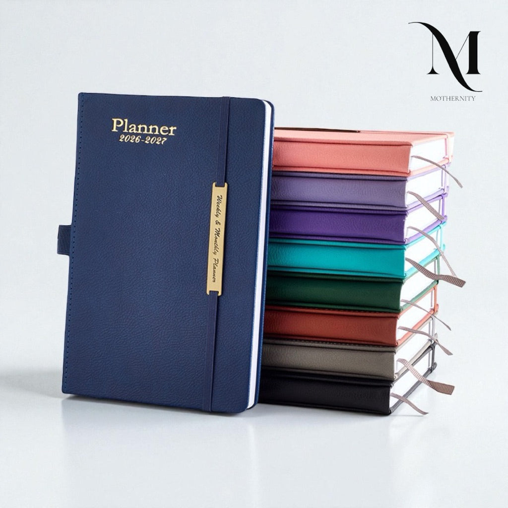 2026–2027 A5 Weekly & Monthly Planner – PU Cover Pen Loop Stickers Set 18-Month Agenda Mothernity