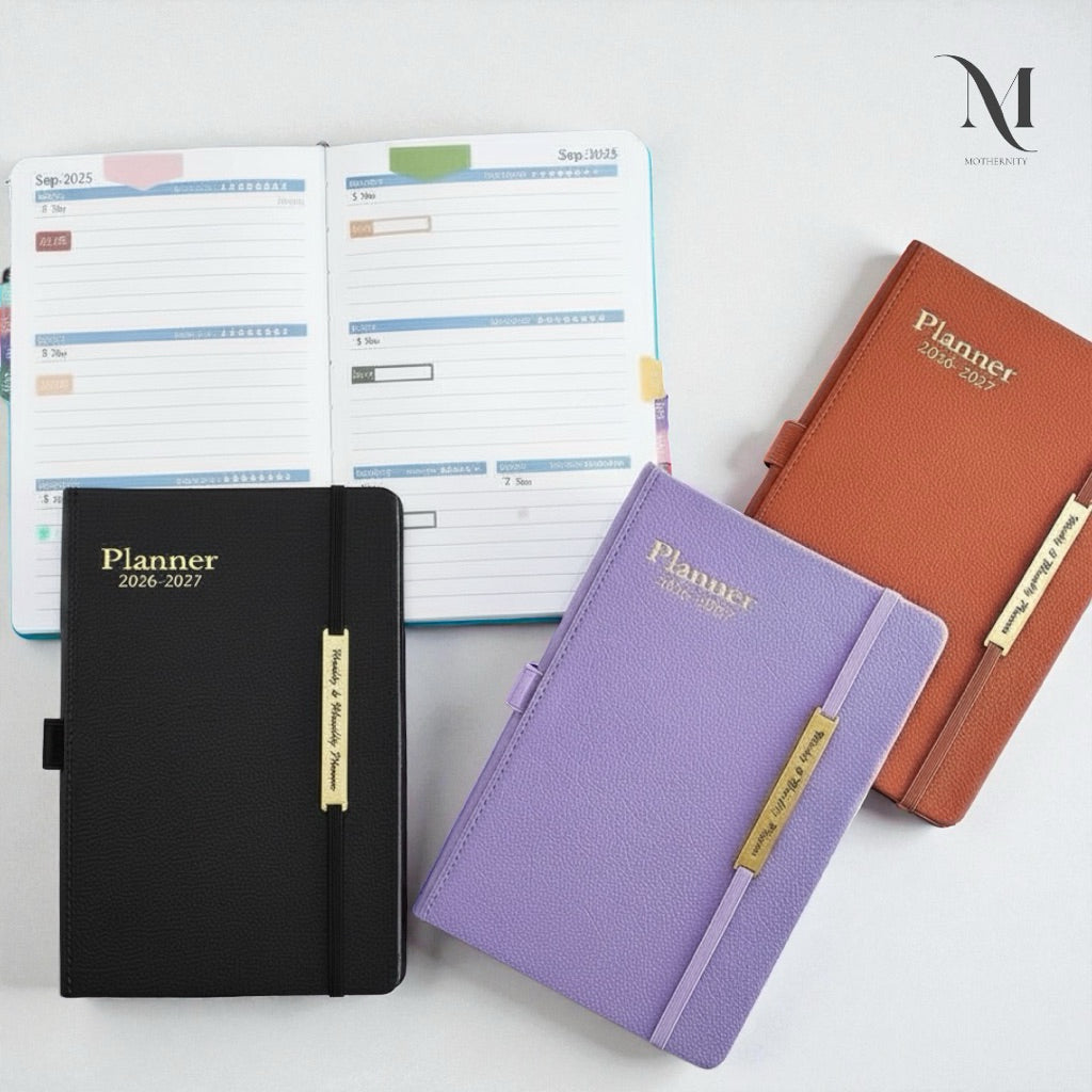 2026–2027 A5 Weekly & Monthly Planner – PU Cover Pen Loop Stickers Set 18-Month Agenda Mothernity