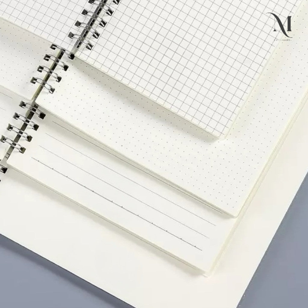 A6 A5 B5 Spiral Notebook 80 Sheets | 160 Pages | Lined Grid Blank Journal | Minimalist Notebook