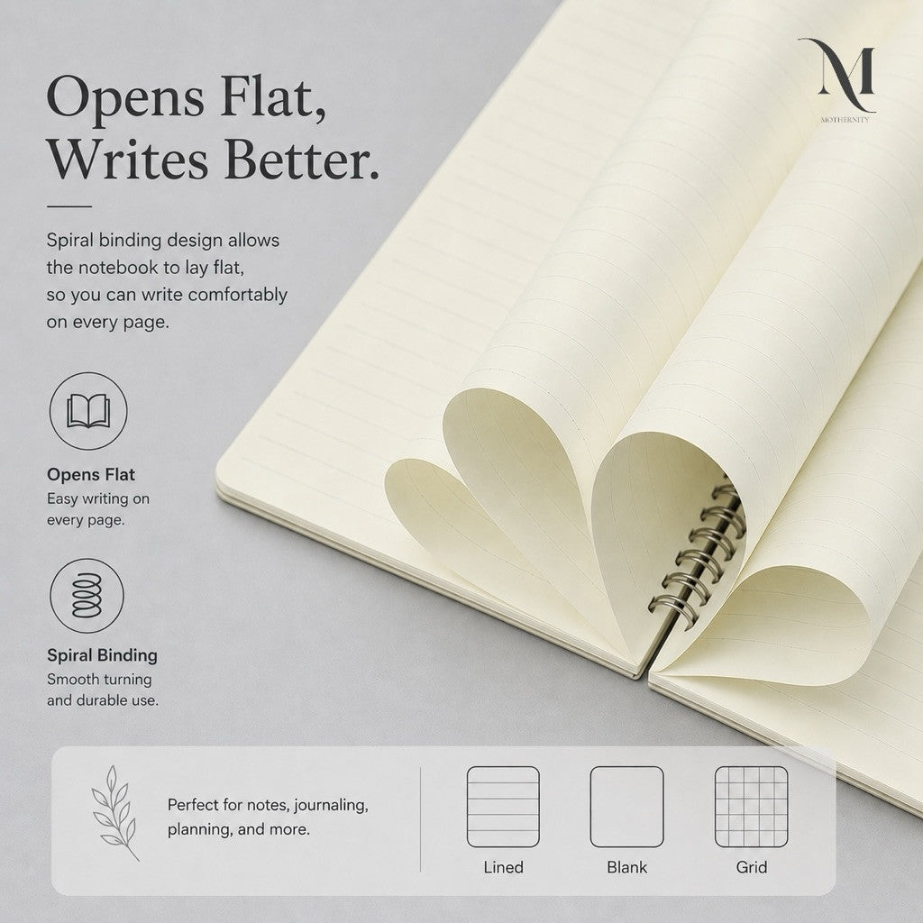 A6 A5 B5 Spiral Notebook 80 Sheets | 160 Pages | Lined Grid Blank Journal | Minimalist Notebook