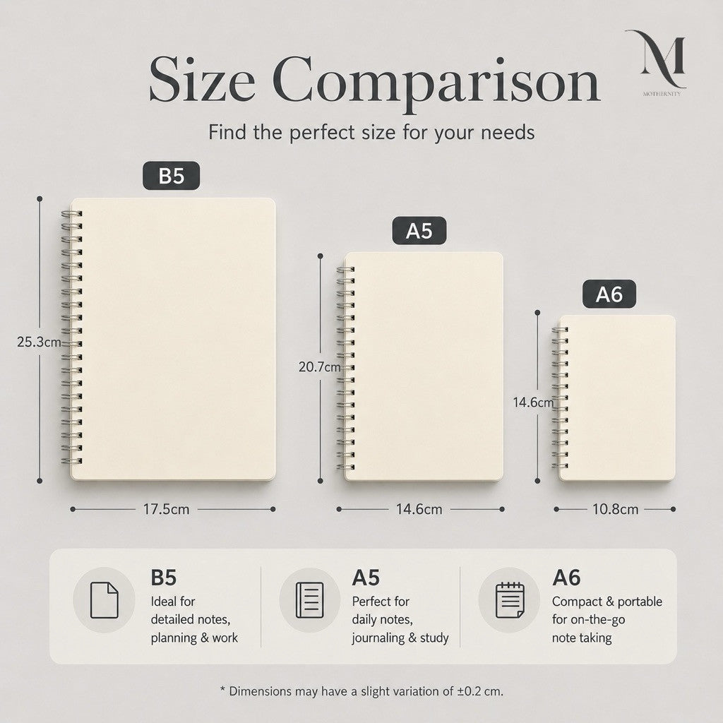 A6 A5 B5 Spiral Notebook 80 Sheets | 160 Pages | Lined Grid Blank Journal | Minimalist Notebook