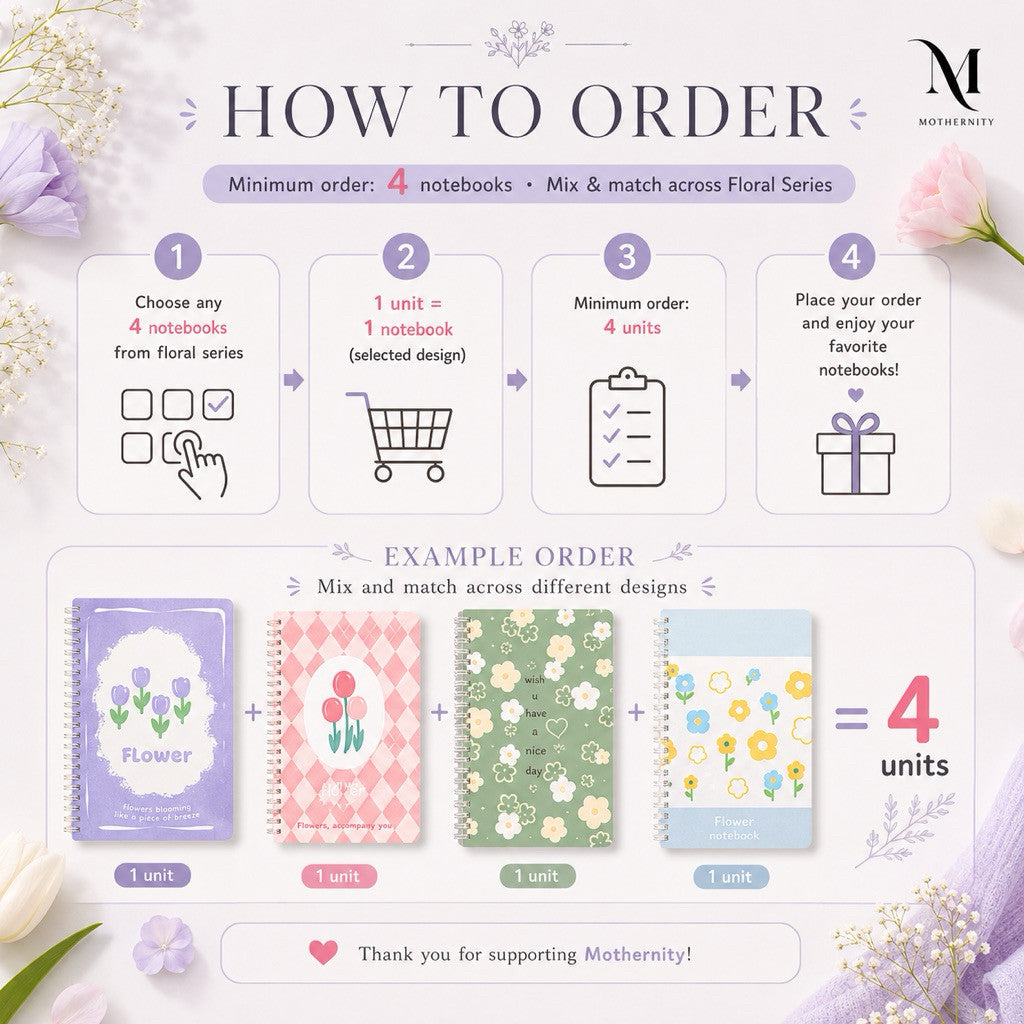 Floral A5 Spiral Notebook | Cute Pastel Journal Notebook | 60 Sheets 70gsm | Stationery Gift