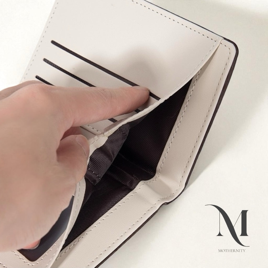 Elegant Floral Short Wallet – Korean Style Compact Purse with Coin Zip & Card Holder | Mothernity