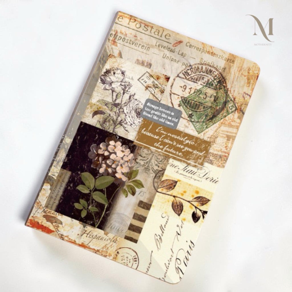 Vintage A5 Hardcover Journal, Kraft & Cream Interleaved Paper Notebook, Collage Diary