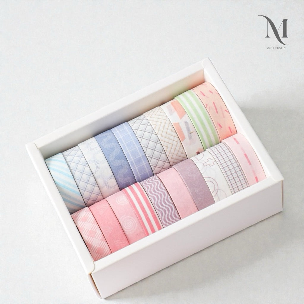 Pastel Washi Tape Set Macaron Solids & Soft Patterns 20 Rolls Decorative Tape